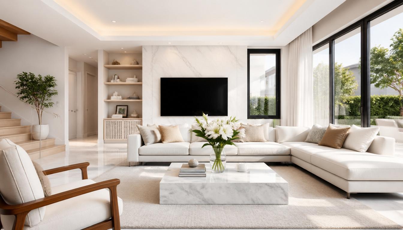 Immaculately clean, bright modern living room